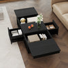 Coffee Table with Drawers Push-Pull Storage High Gloss Black for Living Room