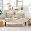 Modern Wooden Sofa Chair Armless Loveseat Sofa Fabric Two-Seater Couch Beige