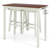 3-Piece Bar Table and Stool Set Kitchen Counter Height Pub Table Dinette Set