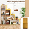 Wooden Storage Organizer 4-Tier Stepped Bookshelf-Natural