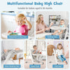 Foldable Baby High Chair Feeding Sleep Playing Chair w/Wheel-Dark Grey