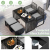 5 Pieces Patio Dining Set with Ottomans-Gray