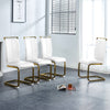 Dining Chairs Set of 4 Faux Leather Cantilever Chairs with Golden Metal Frame