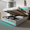 Double Bed Upholstered Bed Grey Fabric Gas Lift Ottoman Storage Bed Frame 4ft6