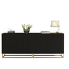 Modern Sideboard I 200cm I Black I Fluted Fronts I Gold Legs I Storage Cabinet