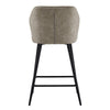 2 Pcs Beige PU Bar Stools Restaurant Bar Stools Soft Padded Seat Back Metal Legs