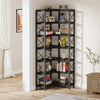 Corner Bookshelf, Large Modern Corner Bookcase with Metal Frame for Living Room