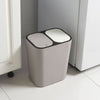 Twin Double Bin Recycling Waste Trash Can Dust Rubbish Separator with Press Lid