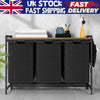 3 Compartment Laundry Hamper Basket Removable Liner Bags Clothes Sorter Shelf
