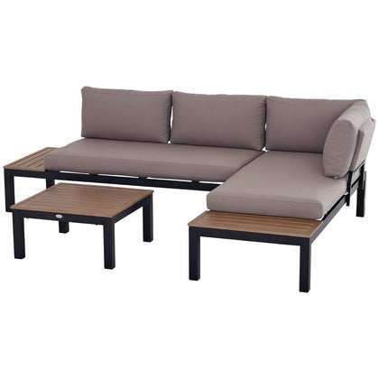 3pcs Garden Sectional Sofa Side Table Furniture Set w/ Cushion