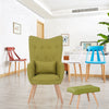 Upholstered Linen High Back Armchair Sofa Wing Chair with Footstool Lounge Seat