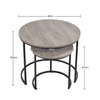 Grey Nesting Coffee Tables Set | Modern Round Tables Space Saving Metal Frame