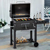 Outdoor Charcoal BBQ Grill with Wheels, Thermometer & Side Racks – 113cm