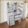 Makeup Desk Vanity Stool Dressing Table with 10 LED Lights Sliding Mirror Set