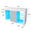 Modern White Sideboard Cabinet High Gloss Wooden Cupboard LED Glass Shelves