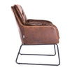 Retro Distressed Tan Leather Accent Chair Upholstered Armchair with Metal Legs