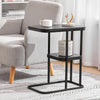 C-Shaped Sofa Side Table Coffee Laptop End Table Living Room Tea Desk with Shelf