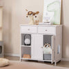 Chic Cat Litter Box Enclosure Hidden Cat Washroom Side Cabinet w/ 2 Drawers