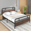 King Size Bed Frame Heavy-duty Platform Bed Industrial Bed Base w/headboard
