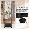 Standing Jewelry Armoire Mirror Jewelry Cabinet with Drawers-Black