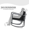 3 Pieces Outdoor Rocking Bistro Set PE Rattan Rocking Chair Set with Cushions