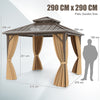 290 x 290 cm Hardtop Gazebo w/Aluminum Frame-Coffee