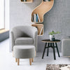 Single Sofa Seat Fabric Upholstered Bucket Back Chair Accent Armchair W/ Ottoman