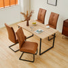 2PCs Dining Chairs PU Metal Legs Leisure Reception Chair Restaurant Brown