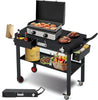 Foldable Pizza Oven Stand Outdoor Grill Cart Trolley 2-Tier BBQ Table w/ Wheels