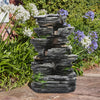 Solar Power Fountain Waterfall LED Water Feature Vertical Slate Statues &Panel