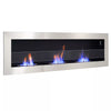 Bio Ethanol Fireplace Biofire Fire 1400 x 400mm /GLASS Inset/Wall Mounted Silver