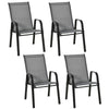 Set of 4 Garden Dining Chair Set Outdoor w/ High Back Armrest Grey