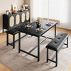 Dining Table Set for 4, Kitchen Table and Upholstered Benches Black