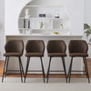2 Pcs PU Bar Stools Kitchen Chair Seat Height 66cm Brown Beige grey