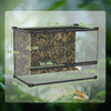 PawHut Glass Terrarium, Reptile Vivarium with Stone Background, Black