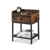 Bedside Table Drawer Storage Industrial Side End Table Nightstand Metal Shelf