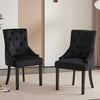 Set of 2 Black Velvet Dining Chairs Tufted High Back for Dining Room Kitchen