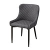 Pair of Grey Faux Leather/PU Chairs Luxury Design Padded Seat Round Back Damask
