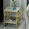 Marble Vein Side Table with Gold Metal Legs Vintage Lounge Living Room Bedside