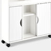 Bathroom Floor Storage Cabinet w/ 2 Sliding Doors Cupboard White 4 Wheels