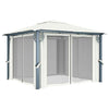 Gazebo with Curtain & LED String Lights 3x3 m Cream Aluminium