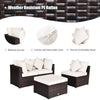 4-Piece Patio Furniture Set Outdoor Rattan Wicker Sofa & Ottoman Set w/Table
