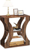60cm Farmhouse End Table, 3-Tier Wood Side Table with Storage for Living Room