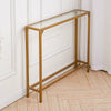 Glass Slim Console Table Sofa Side End Table Narrow Hall Room Metal Furniture