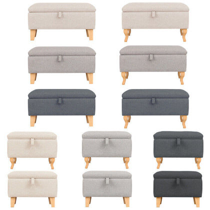 Modern Fabric Storage Footstool Ottoman Chair Pouffe Stool Bench Seater Toy Box