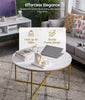 Industrial Round Coffee Table White Marble Effect End Table Modern Center Table