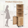172 cm Tall Corner Bookcase with 2 Doors & 4 Open Shelves-Natural