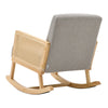 Modern Natural Solid Wood Armchair Rocking Chair Bohemia Rattan Arm Frame Sofa