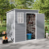 Grey Large Plastic Garden Shed Outdoor Storage Shed w/ Door and Window 181x183cm
