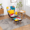 Patchwork Armchair Tub Chair Scandinavian Fabric Accent Loung Chair w/ Footstool